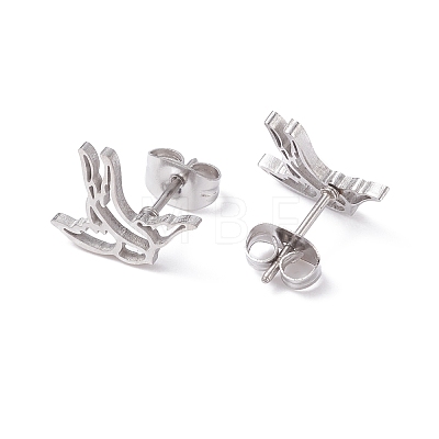 Non-Tarnish Swallow Shape 304 Stainless Steel Stud Earrings for Women EJEW-Z017-12P-1