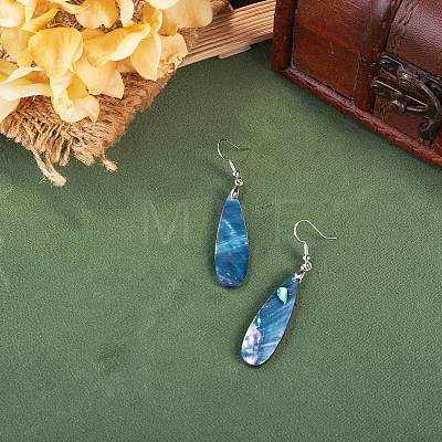 1 Pair Brass & Abalone Shell Dangle Earrings EJEW-TA0001-87-1