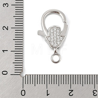 Brass Micro Pave Clear Cubic Zirconia Lobster Claw Clasps KK-P299-04P-1