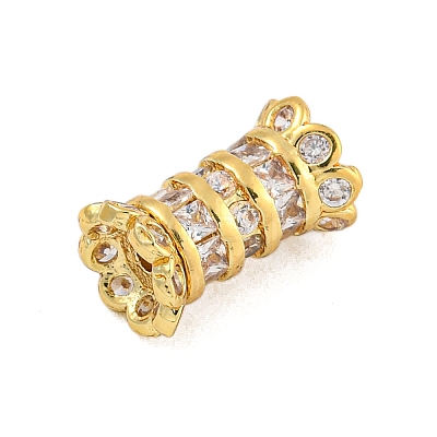 Rack Plating Brass Micro Pave Cubic Zirconia Beads KK-F876-30G-1