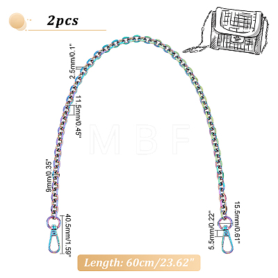   2Pcs Zinc Alloy Cable Chain Bag Handles FIND-PH0009-82D-1
