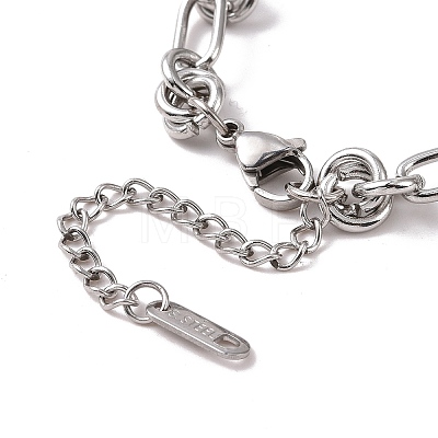 304 Stainless Steel Knot Link Chain Bracelet for Men Women BJEW-E020-01P-1