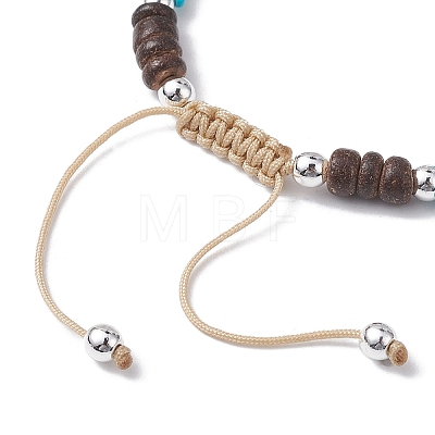 Coconut Braided Bead Bracelets BJEW-JB10078-02-1