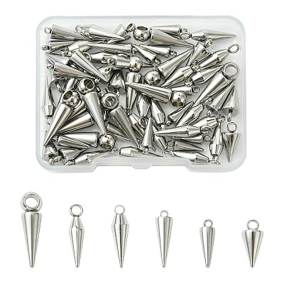 60Pcs 6 Styles 201/304 Stainless Steel Pendants STAS-CJ0002-93-1