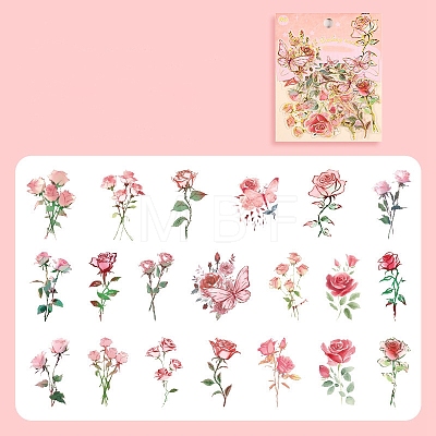 40Pcs 20 Flower Styles PET Stickers PW-WG4770E-01-1