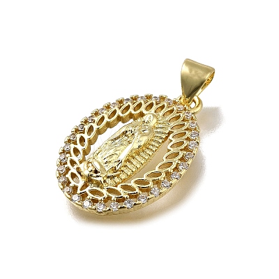 Brass Micro Pave Cubic Zirconia Pendants KK-C090-35G-01-1