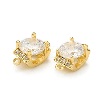 Brass Micro Pave Clear Cubic Zirconia Connector Charms KK-P228-65G-1