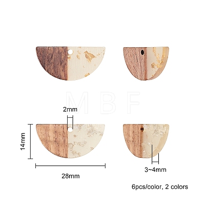 Transparent Resin & Walnut Wood Pendants RESI-CJ0001-46-1