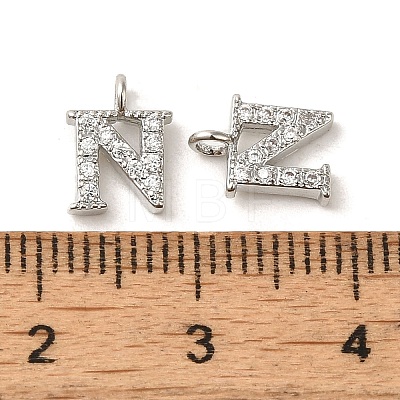 Initial Letter Brass Micro Pave Cubic Zirconia Pendants ZIRC-F008-N-1