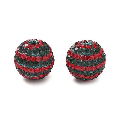 Stripe Pattern Polymer Clay Rhinestone Beads CLAY-NH0001-01-1