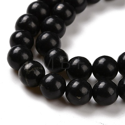 Natural Shungite Beads Strands G-D481-15A-1