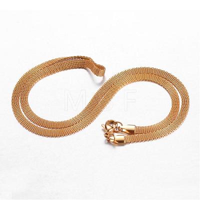 304 Stainless Steel Mesh Chain Necklaces NJEW-G256-02-1