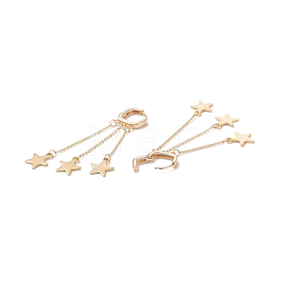 Brass Star Chain Tassel Dangle Hoop Earrings EJEW-TA00109-1