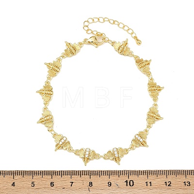 Brass Micro Pave Clear Cubic Zirconia Link Chain Bracelets for Women BJEW-A090-10B-G-1