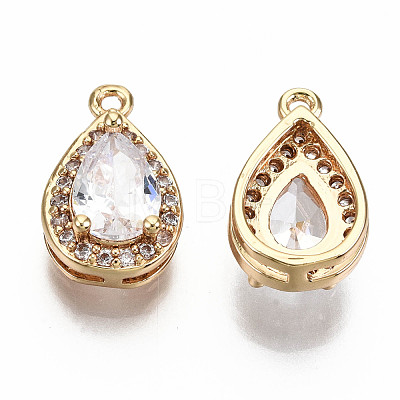 Brass Micro Pave Clear Cubic Zirconia Charms KK-S360-048-NF-1