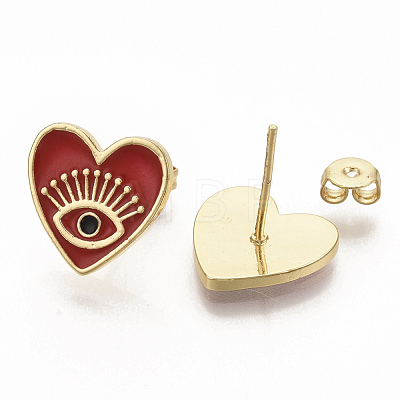 Brass Enamel Stud Earrings EJEW-S208-052-1