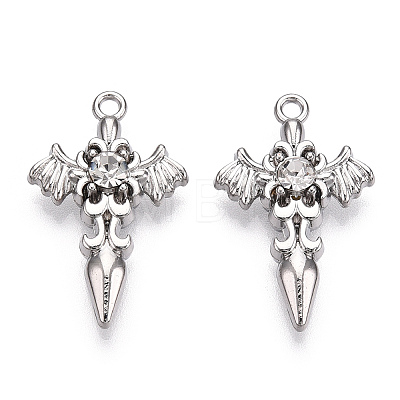 Alloy with Rhinestone Pendants X-PALLOY-N176-12P-NR-1