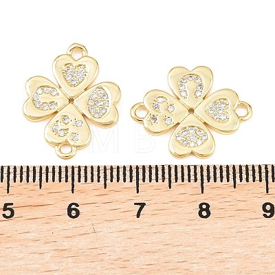Saint Patrick's Day Brass Micro Pave Clear Cubic Zirconia Clover Pendants KK-C162-090G-1