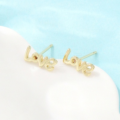 Brass Stud Earrings EJEW-P346-02A-G-1