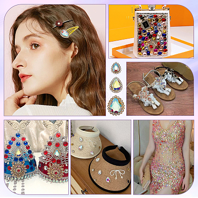 Teardrop Alloy Glass Sew on Rhinestone FIND-FG0004-28A-1
