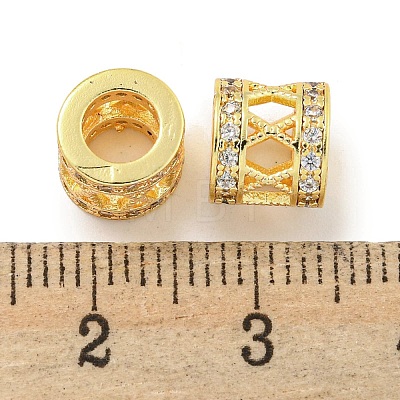 Rack Plating Brass Micro Pave Clear Cubic Zirconia European Beads KK-L215-326G-1