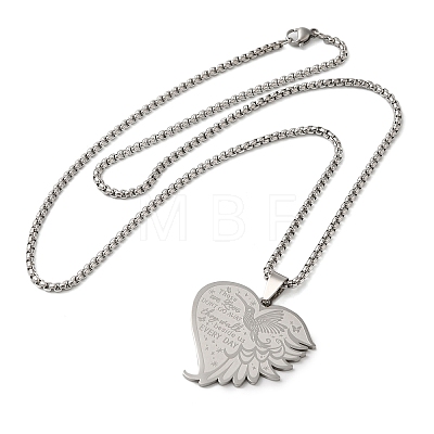 Non-Tarnish Hummingbird Heart 304 Stainless Steel Those We Love Dont Go Away Pendant Necklaces for Women and Men NJEW-F324-02P-1