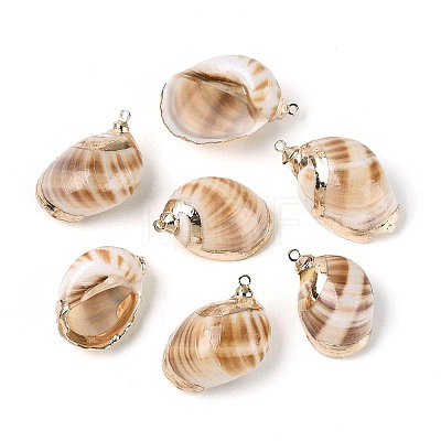 Electroplate Natural Spiral Shell Pendants SSHEL-N042-07-1
