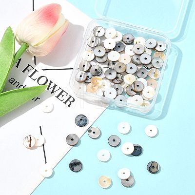 80Pcs 2 Colors Dyed Natural Shell Bead Spacers SHEL-FS0001-11-1
