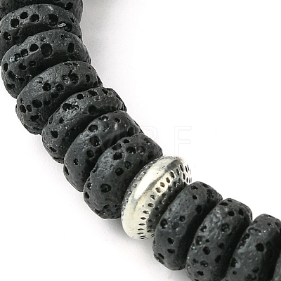 Dyed Natural Lava Rock Flat Round Beaded Stretch Bracelets for Women BJEW-JB09715-02-1