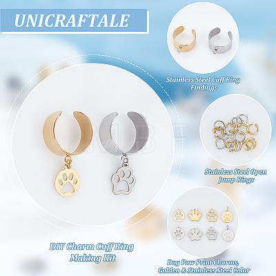 Unicraftale DIY Charm Cuff Ring Making Kit STAS-UN0051-36-1