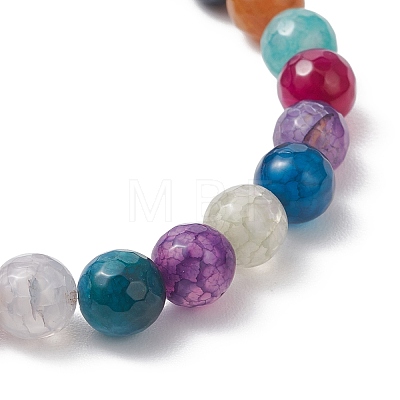 Dyed & Heated Natural Dragon Veins Agate Beads Stretch Bracelets for Women BJEW-JB13102-1