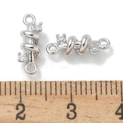 Rack Plating Brass Clear Cubic Zirconia Vortex Connector Charms KK-L224-069P-1