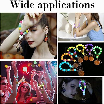 160Pcs 8 Colors Luminous Silicone Beads SIL-CA0001-16-1