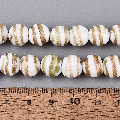 Handmade Gold Sand Lampwork Beads Strands LAMP-Q041-10D-1