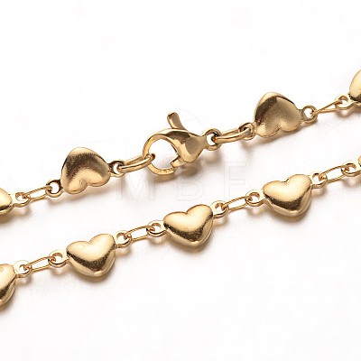 304 Stainless Steel Heart Link Bracelets X-BJEW-M121-03G-1