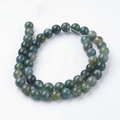 Natural Moss Agate Bead Strands G-G735-62-8mm-1