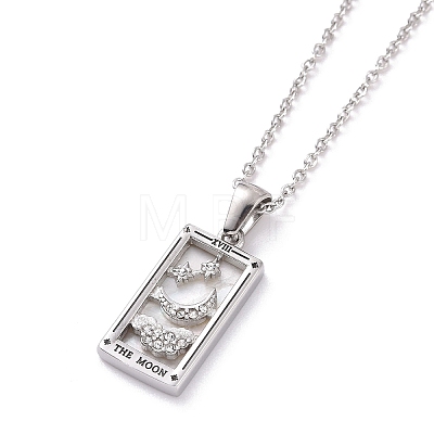 Rhinestone Tarot Card Pendant Necklace with Enamel PW23032749893-1