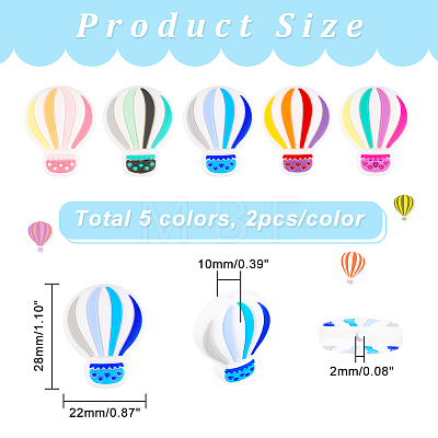 10Pcs 5 Colors Food Grade Eco-Friendly Silicone Beads SIL-NB0001-11-1