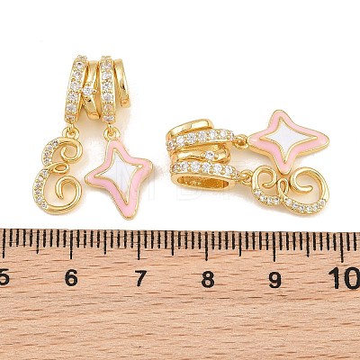 Brass Enamel & Clear Cubic Zirconia European Dangle Charms KK-CBA415D-12G-1
