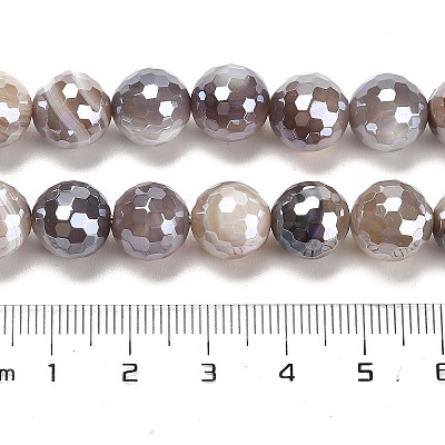 Electroplated Natural Botswana Agate Round Beads Strands G-L598-A03-03-1