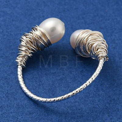 Natural Pearl Cuff Ring RJEW-H220-15S-1