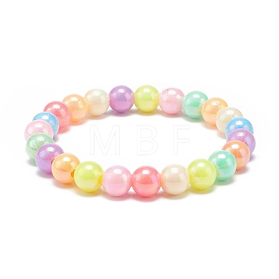 7Pcs 7 Color Candy Color Acrylic Round Beaded Stretch Bracelets Set BJEW-JB08928-1