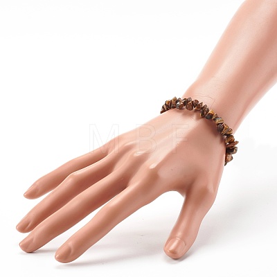 Natural Tiger Eye Chip Beads Stretch Bracelets for Children BJEW-JB06388-02-1