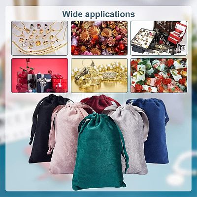 24Pcs 6 Colors Velvet Jewelry Drawstring Bags TP-HY0001-05B-1