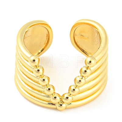 Hollow V -Shaped Brass Open Cuff Rings RJEW-Q781-10G-1
