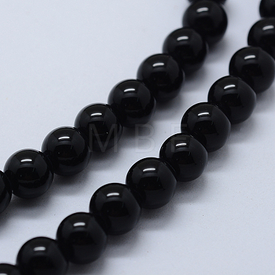Natural Black Onyx Beads Strands X-G-P369-01-8mm-1