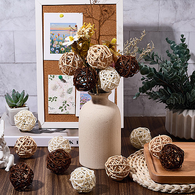 15Pcs 3 Colors Wicker Rattan Balls AJEW-SC0004-25C-1