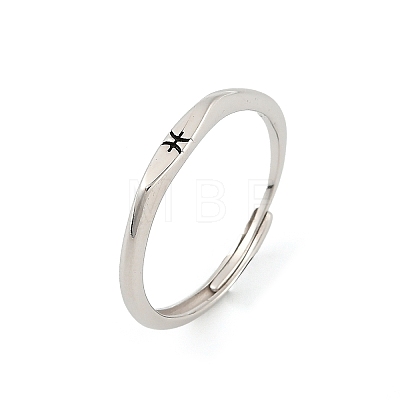 Rhodium Plated 925 Sterling Silver Adjustable Rings RJEW-S397-01P-08-1