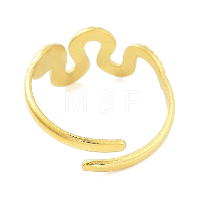 Real 18K Gold Plated 304 Stainless Steel Open Cuff Rings for Women RJEW-B061-01G-07-1