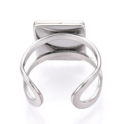 304 Stainless Steel Open Cuff Ring Components STAS-S080-041H-P-1